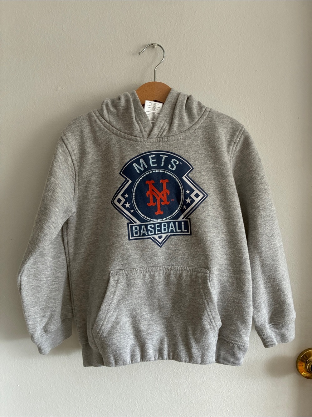 Genuine Merchandise Gray Mets Baseball Hoodie with Navy & Orange Logo